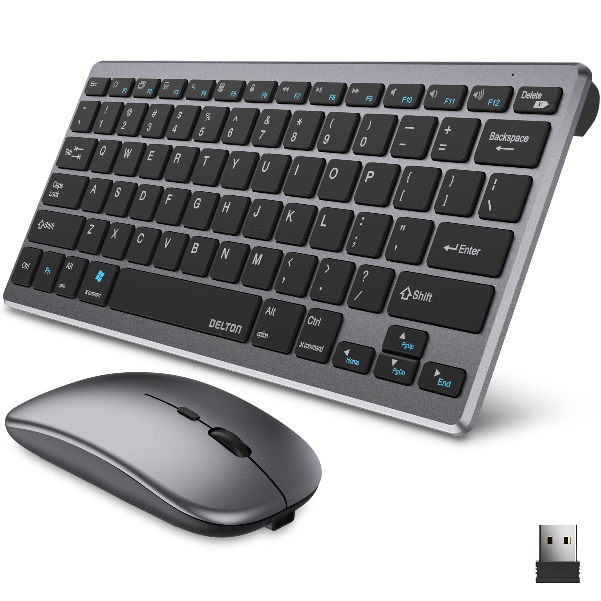 Delton N35 Wireless Keyboard and Mouse, Bluetooth Keyboard Mouse Combo Auto Pair USB Dongle Wireless Keyboard & Mouse Set - Tophatter Daily Deals
